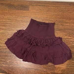 Vestique ruffled crepe smocked skirt